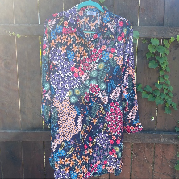 JOSIE NATORI - Floral Shirt Dress - M - NWOT - Picture 1 of 6